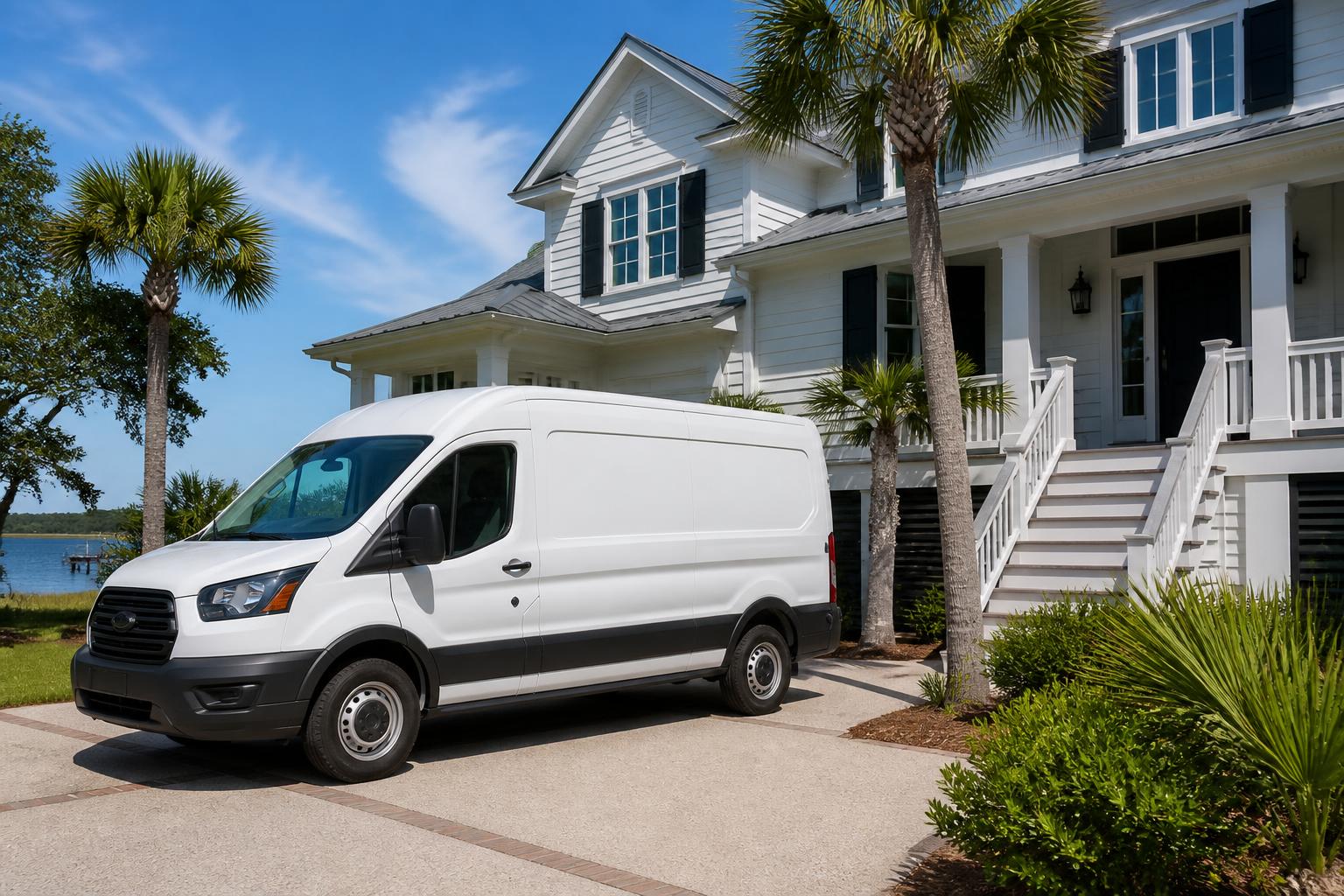 Monroe Garage Door Repair service van in a Monroe, OH driveway